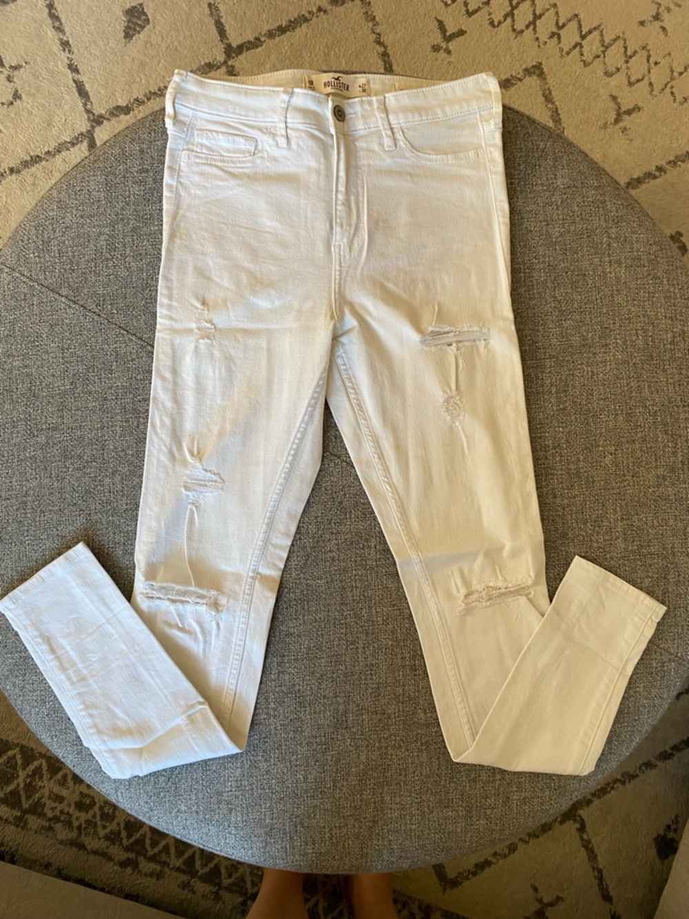 Hollister White Ripped Skinny Jeans for Women